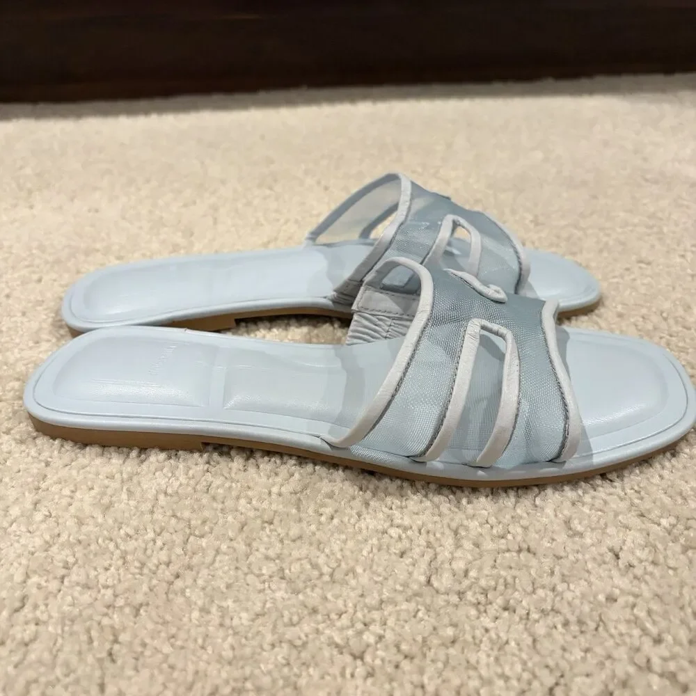 NWOB Womens DV Dolce Vita Flori Sandals Slides Shoes Size 7 M Blue Sheer